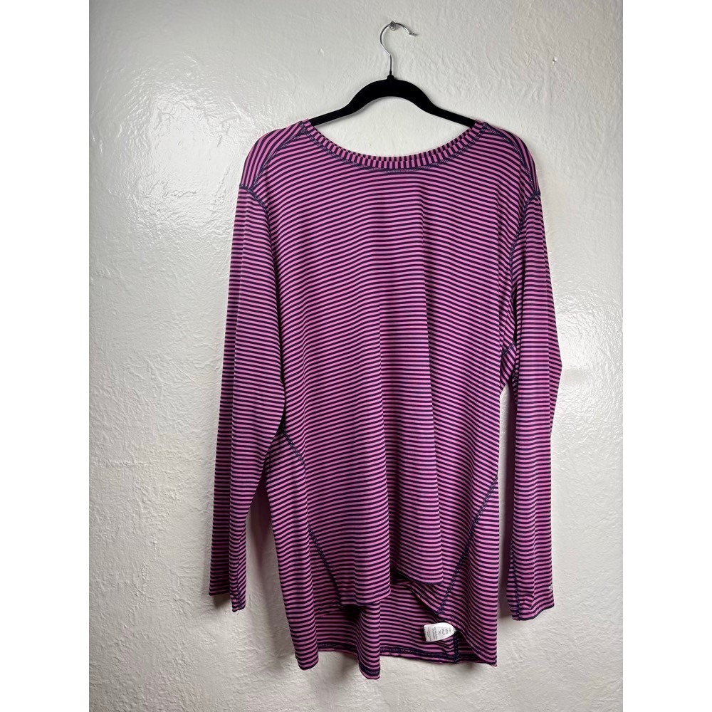 Med Couture Womens 3XL Pink Striped Long Sleeve Scrub Undershirt Top Healthcare